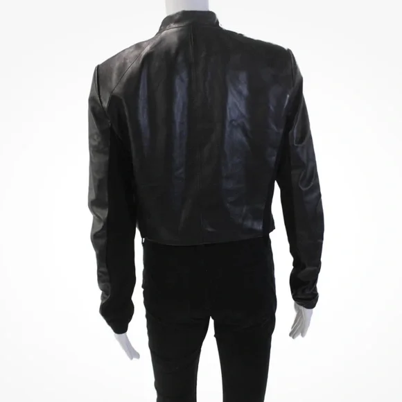 NWOT Alice + Olivia Harvey Black Lamb Leather Women's Jacket - Picture 8 of 11